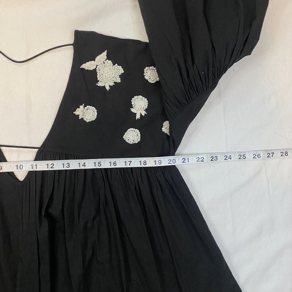 Anthropologie Maeve Size S Harlow Beaded Embroidered Floral Flutter Sleeve Top - Picture 7 of 16